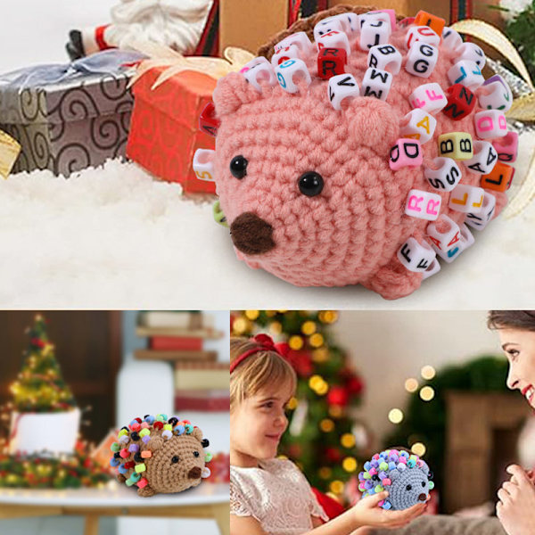 DIY Virkningskit, Söt Igelkott Amigurumi-kit för Nybörjare Rosa