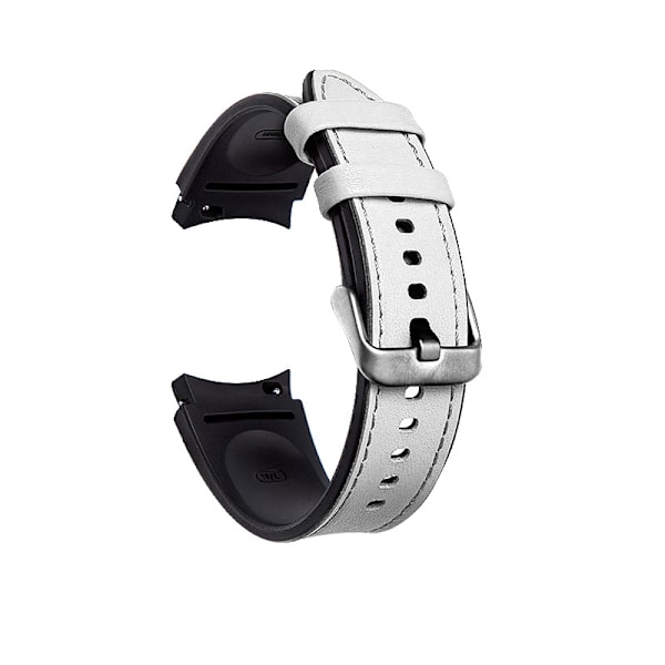 Dobbeltlags læderrem til Samsung Galaxy Watch 4/5, 20 mm, hvid med sølvspænde