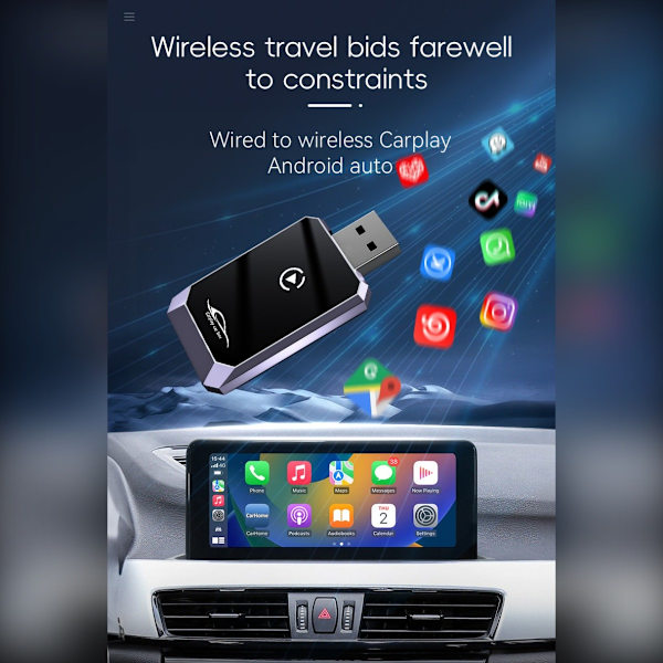 Smart Bil Interconnect Box: Trådlös CarPlay & Android Auto 2-i-1 Adapter för Bilinfotainmentsystem Silver Silver