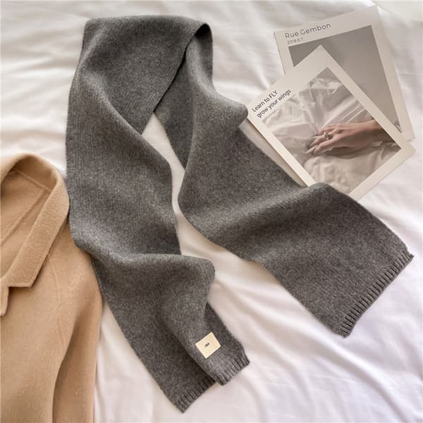 Enfärgad mångsidig varm höst- och vinterhalsduk - Stickad studenthalsduk Grey Grey