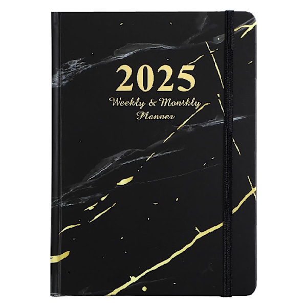 2025 Marble Diary - Elastisk stängning - A5 storlek Svart