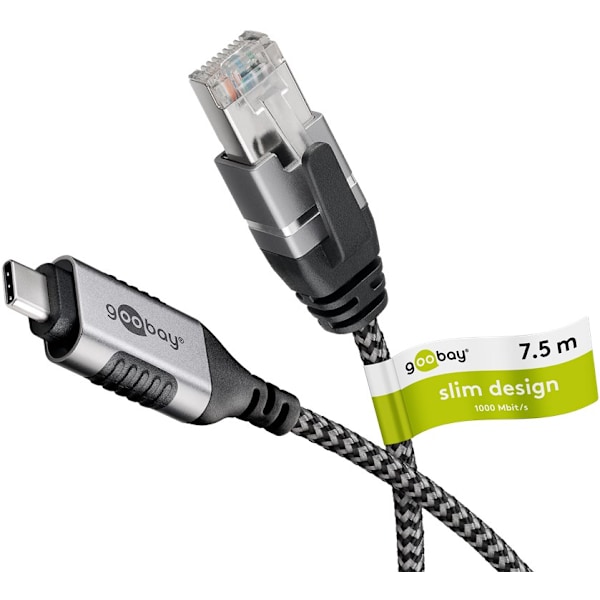 Ethernet-kaapeli USB-C™ 3.1 - RJ45, ohut, 7,5 m