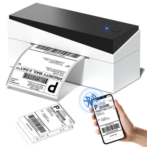 Bluetooth termisk etiketprinter 203dpi højopløsning 108mm printbredde til e-handel og lager 150mm/s USB-B Bluetooth kompatibel med iOS og Android Blac Black&White
