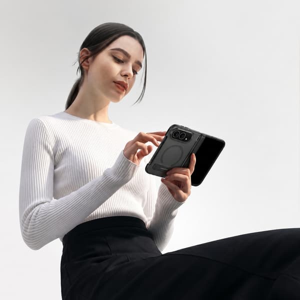 Foldbart magnetisk telefonetui med roterbart stativ, kompatibelt med iPhone Duo Black Black