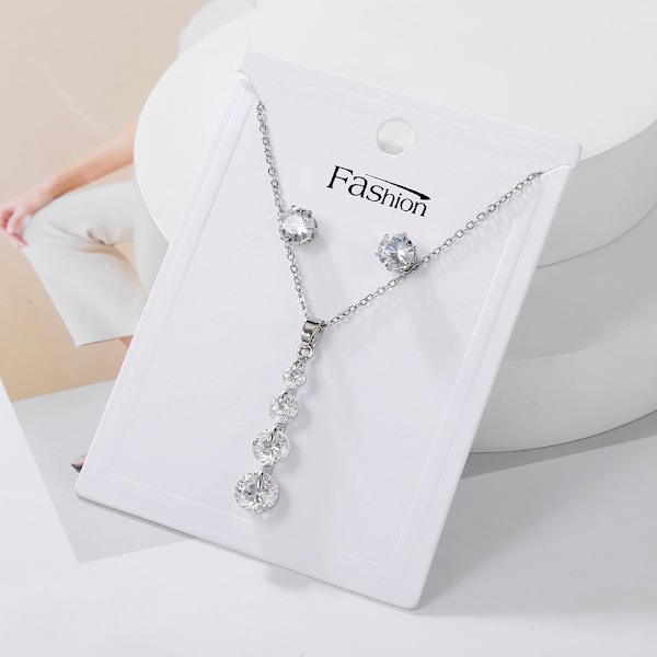 Zirkonhalsband med Hjärthänge & Örhängen för Kvinnor Silver