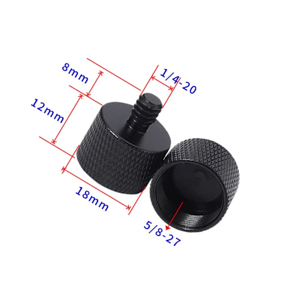 Stativhovedadapter 3/8" indvendigt gevind til 5/8" udvendigt gevind (sort) 5-pak 1/4-20