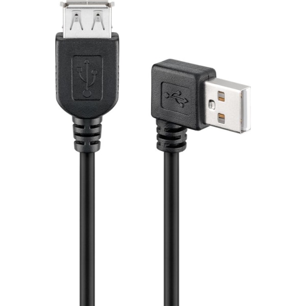 Goobay USB 2.0 höghastighetsförlängningskabel, 90°, svart