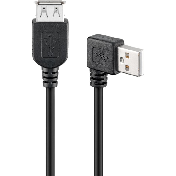 USB 2.0 Hi-Speed-förlängningskabel 90°, svart