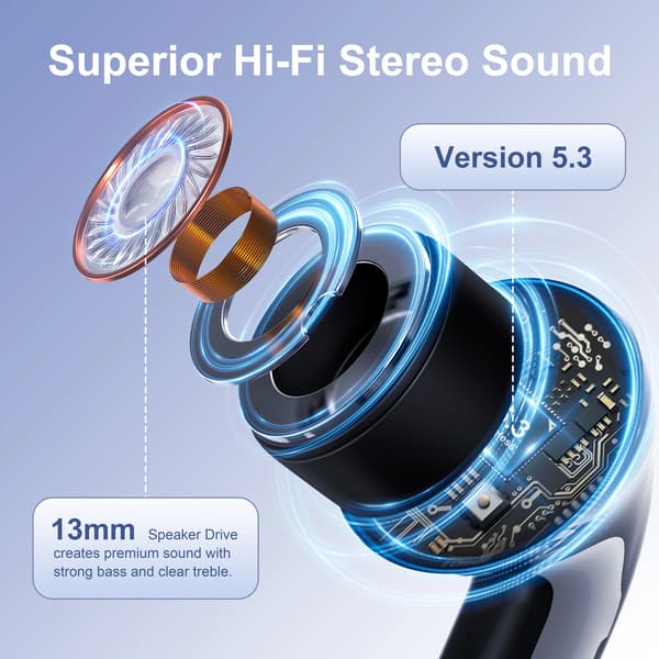 SP26 Svarta Bluetooth-hörlurar: Trådlös 5.3, Lång Batteritid