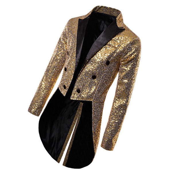 Herre Pailletter Smokingjakke, Scene Performance Blazer Guld M