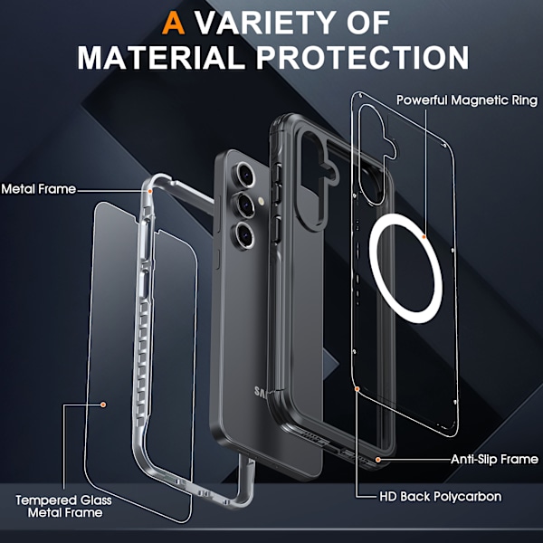 Samsung Galaxy S24 FE Cover, 9H Hærdet Glas Bagside Sort