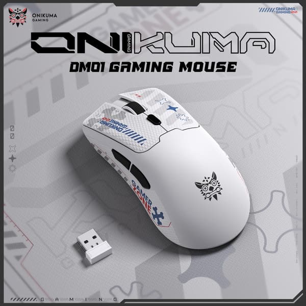 Wireless Gaming Mouse D01 - Tri-läge 2.4G/Bluetooth/Kabelanslutning, S205-sensor, upp till 12800 DPI, 6 knappar, ABS White White