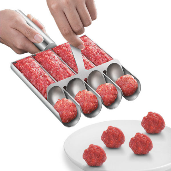 Köttbullarset med sked - Köttbulleform i rostfritt stål för perfekta köttbullar