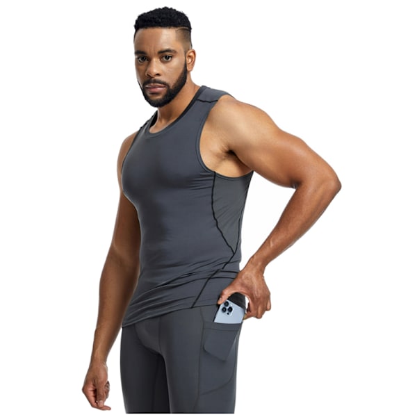 Herr Sommarlöpning Träningsväst Fitnessväst Grå 3XL