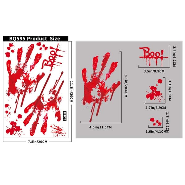 Handavtryck Glasdekaler - 6-pack Halloween Dekoration