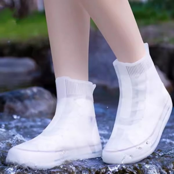 Paksutetut liukumattomat, kulutusta kestävät vedenpitävät kengänsuojukset Valkoinen XL