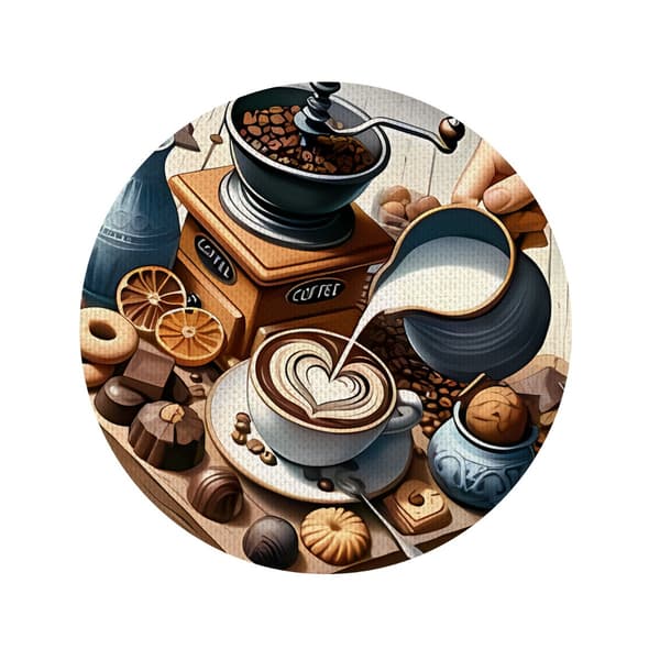 Sæt med 4 varmeisolerende skridsikre kaffekopunderlag, polyesterdrikkemåtter