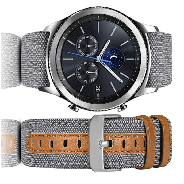 Klockarmband i äkta läder för Samsung Galaxy Watch 3 40mm 42mm Grå