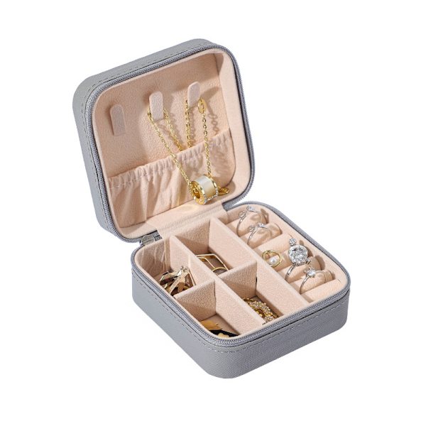 Mini smyckeskrin - Elegant PU-läder Grå