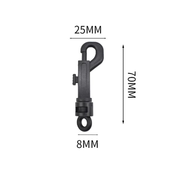 20 stk. POM Krogspænder uden Ring - Sort, 7cm - Ideel til Tasker, Kæledyrsartikler og Nøgleringe Model 10
