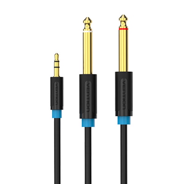 Äänikaapeli TRS 3,5 mm - 2 x 6,35 mm tuuletus BACBJ 5 m musta