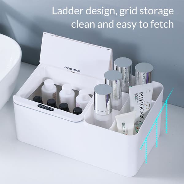 Smart Sensor Elektrisk Bordvævskasse - USB Genopladelig & Multi-rum Opbevaring White White
