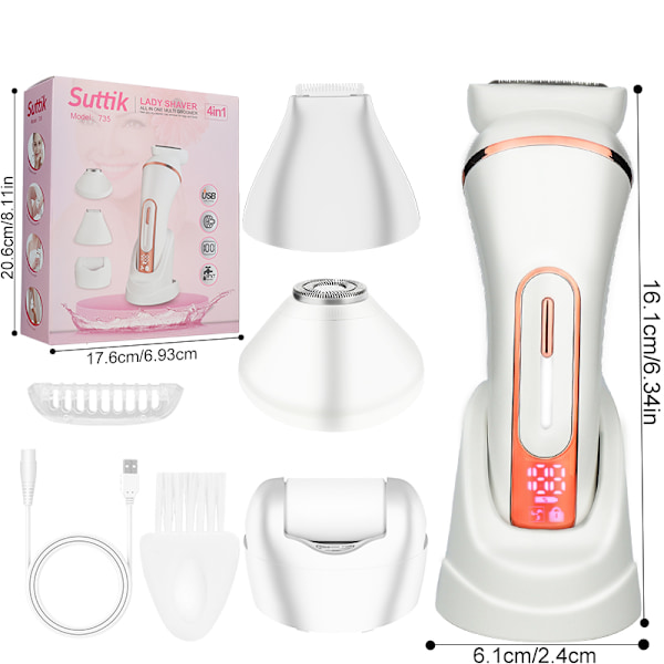 4-i-1 elektrisk ladyshaver-sæt 735