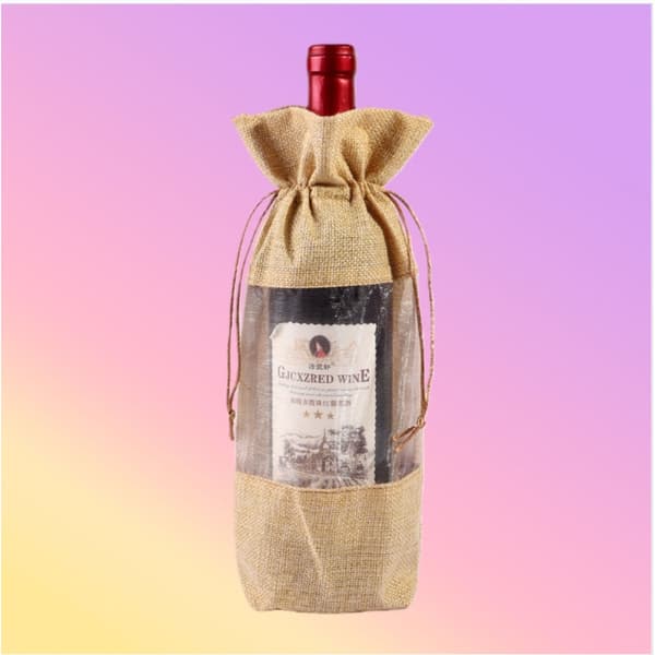 12-pack dragsko säckväv vinpåsar för 750ml flaskor, återanvändbara linne vinpresentpåsar Beige Beige
