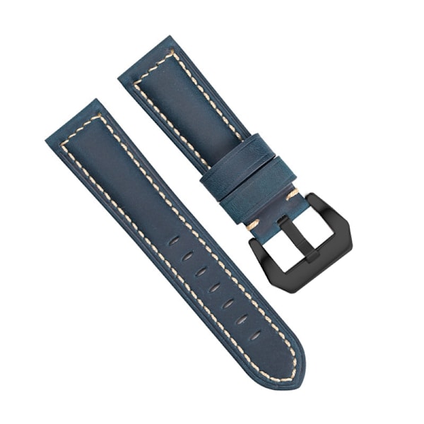 Klockarmband i äkta läder Blå 22 mm
