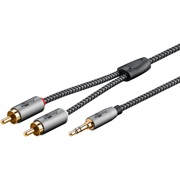 Lydadapterkabel AUX, 3,5 mm jack til stereo RCA-stik, 5 m