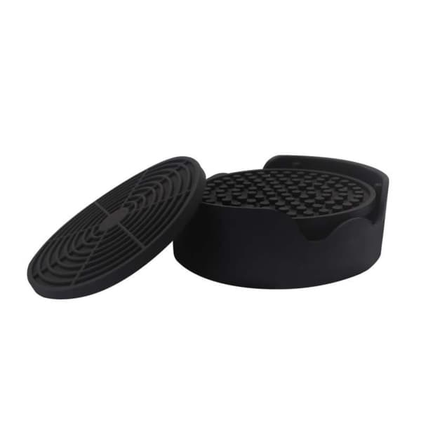Silikone Varmebestandige Brikker Sæt (6 Brikker + 1 Holder) - Sort, Termisk Isolering