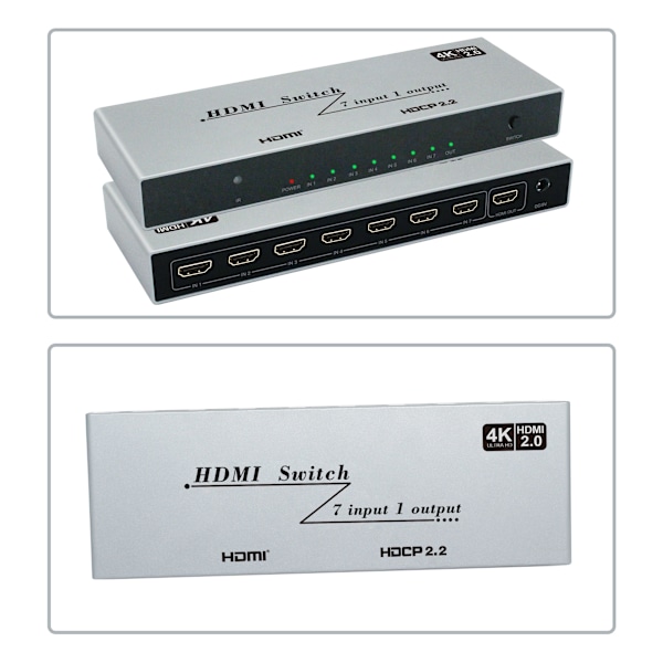 YZ-A072-V0 4K HDMI Switcher 7 in 1 Out IR-kaukosäätimellä