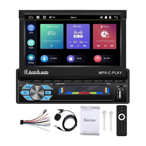 Bilskærm 9.0" Podofo A3012 Carplay&Android Auto, Bluetooth, GPS, WIFI, USB