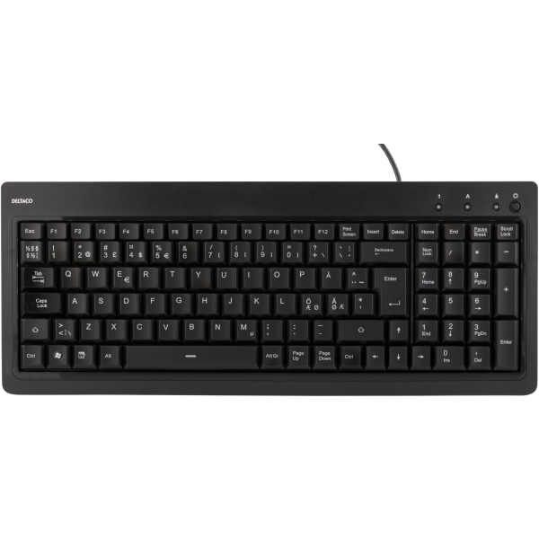 Compact keyboard w/ backlit keys, Nordic layout, USB, black