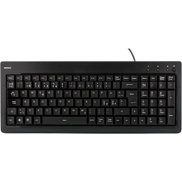 Compact keyboard w/ backlit keys, Nordic layout, USB, black