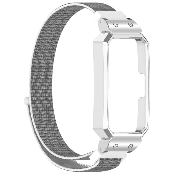 Stilfuld vævet nylonrem med sølvramme til Huawei Band Grey Grey