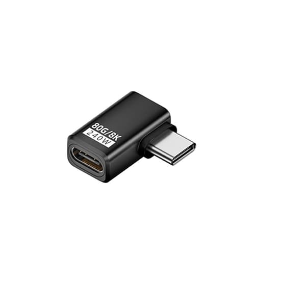 240W 80Gbps USB-C Hona till USB-C Hane Sidoböjd Adapter - 2-pack Black Black