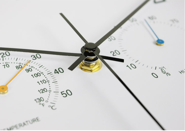 Lydløst vægur med termometer hygrometer Black Black