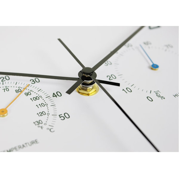 Tyst väggklocka med termometer och hygrometer, 30 cm diameter Svart