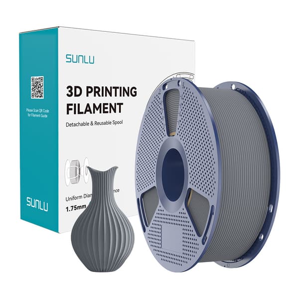 Sunlu PLA Classic grå filament 1,75 mm, 1 kg – matt yta, hög hastighet och stabil 3D-utskrift