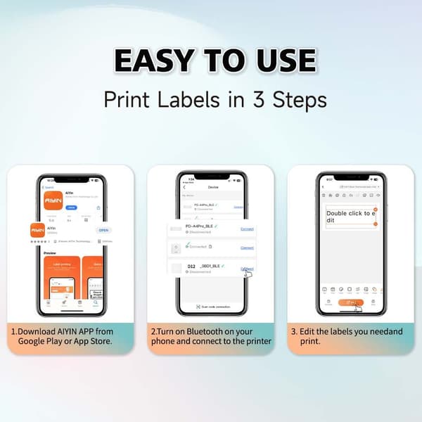 Bærbar Bluetooth Label Printer - Mini Trådløs Termisk Label Maker, 203dpi, Kompatibel med Smartphones og Tablets