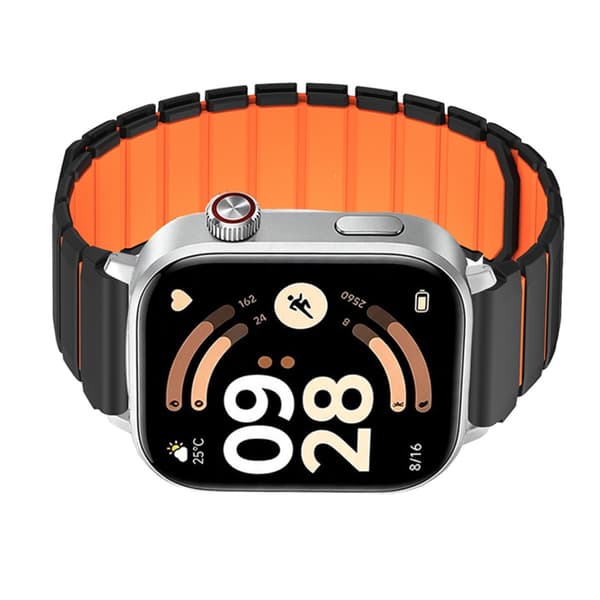 Magnetisk silikoneerstatningsrem kompatibel med Redmi Watch 4/5/6, 22mm interface, åndbart design til hverdagsbrug Black Orange Black Orange