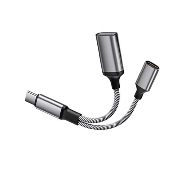 Multifunktionel USB-C til USB Adapter med Opladning - OTG Dataoverførsel og 60W PD Hurtigopladning Grey Grey