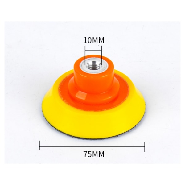 3 tums 75 mm polerdyna med 10 mm spindel - kardborrefäste