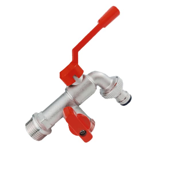Dobbelt vandhane i messing med Quick Connect Model 1