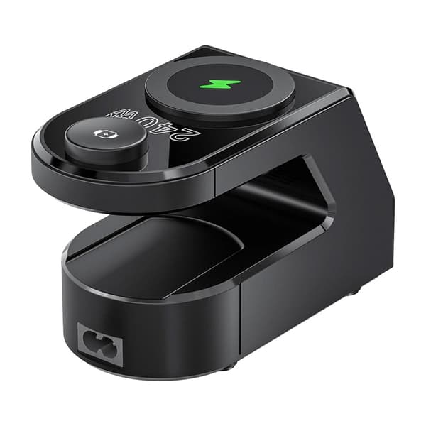 Blitzwolf BW-FW10 alarmklocka med laddare 240W för hem och kontor 2xUSB-A 4xUSB-C trådlös laddning PD3.1