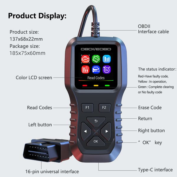 Motor Diagnostic OBD2 Scanner - Check Engine Light Reader