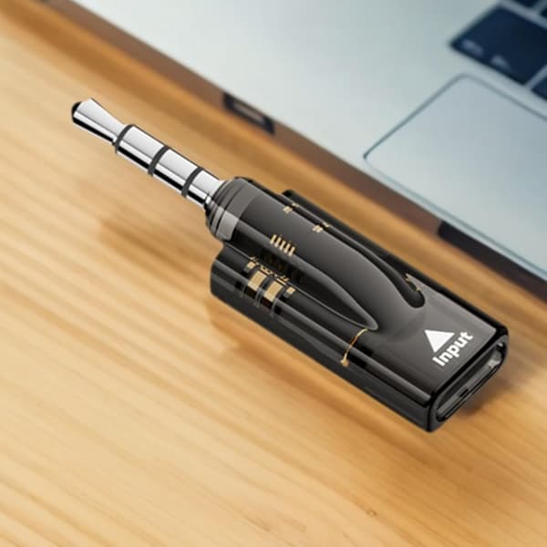 3,5 mm naar USB-C -adapter med inbyggd DAC-dekoder 16bit/48KHz, 40mW utgång, svart