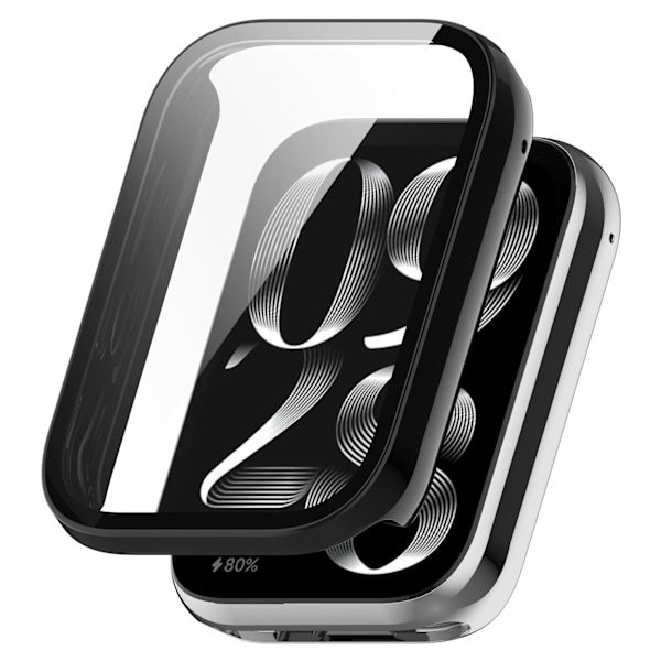 Skyddsskal Xiaomi Smart Band 9 Pro Heltäckande Skal med Härdat Glas Svart