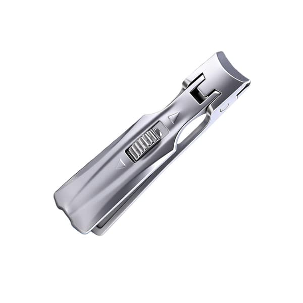 Push-Pull Lås Nagelklippare - Silver Titanium, Tysk Precision, Böjt Blad för Perfekt Manikyr Hemma